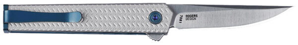 CRKT 7081 CEO  Micro 2.36 Flipper Drop Point Plain Satin 12C27 Sandvik Blade  Silver Textured w/Blue Liner & Accents Aluminum Handle  Includes Pocket Clip”