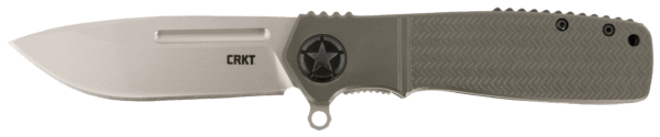 CRKT K252GXP Homefront 3.56″ Folding Modified Drop Point Plain Bead Blasted 12C27 Sandvik Blade/OD Green Aluminum Handle Includes Pocket Clip