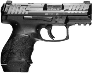 HK 81000808 VP9SK Sub-Compact 9mm Luger 12+1/15+1 3.39″ Black Polygonal Rifled Barrel Black Optic Ready/Serrated Slide Black Polymer Frame Black Finger Grooved Polymer Grips Ambidextrous