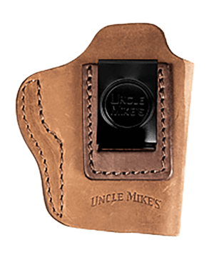 Uncle Mikes-leather(1791) UMIWB2BRWR Inside the Waistband Holster IWB Size 02 Brown Leather Belt Clip Fits Small Frame Revolver Right Hand