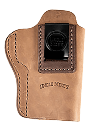 Uncle Mikes-leather(1791) UMIWB4BRWR Inside the Waistband Holster IWB Size 04 Brown Leather Belt Clip Fits Glock 17/19 Right Hand