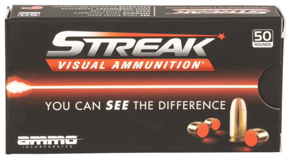 Ammo Inc 9124TMCSTRKRED50 Streak Visual (RED) Self Defense 9mm Luger 124 gr Total Metal Case (TMC) 50rd Box