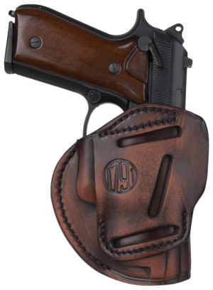 1791 Gunleather 3WH5VTGA 3-Way IWB/OWB Size 05 Vintage Leather Belt Loop Fits Glock 17 Fits HK VP9 Fits MP9 Ambidextrous Hand