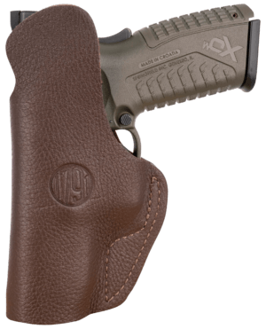Versacarry VSL211G19 V-Slide  OWB Brown Leather/Polymer Belt Slide Fits Glock 19 Right Hand