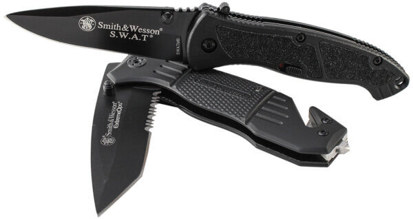 Smith & Wesson Knives SWFR2SCP Extreme Ops  3.30 Folding Tanto Part Serrated Stainless Steel Blade 4.70″ Black Includes Pocket Clip”