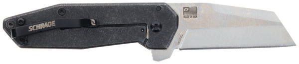 Schrade 1136251 Slyte 3″ Folding Plain Satin D2 Steel Blade 4.50″ Dark Stonewash Stainless Steel Handle