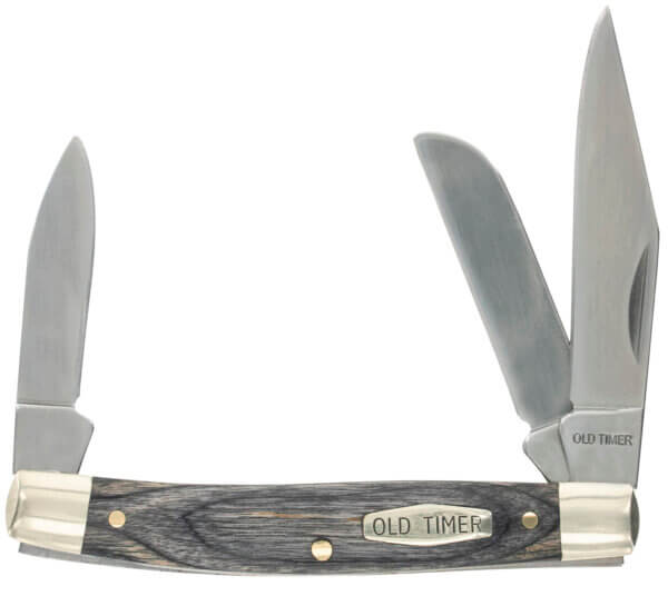 Old Timer 1149100 Heritage Series Middleman 340T 2″ 2.40″ 1.70″ Folding Clip/Sheepsfoot/Pen D2 Steel Blade 3.70″ Black Wood Laminate Handle