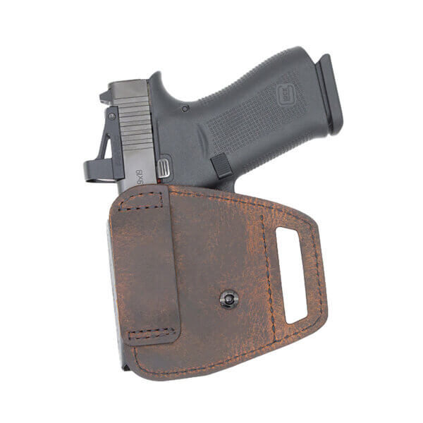 Versacarry VSL211G19 V-Slide  OWB Brown Leather/Polymer Belt Slide Fits Glock 19 Right Hand