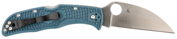 Spyderco C243FPWK390 Endela Lightweight 3.42″ Folding Wharncliffe Plain Stonewashed K390 Steel Blade/ Blue Textured w/Silver Liner & Accents FRN Handle