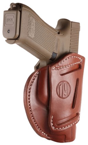 1791 Gunleather 3WH6CBRA 3-Way IWB/OWB Size 06 Classic Brown Leather Belt Loop Fits Beretta 92 Fits Walther PPQ Fits Sig P320 Ambidextrous Hand