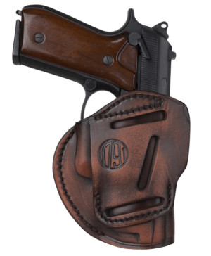 1791 Gunleather 4WH6CBRR 4-Way IWB/OWB Size 06 Classic Brown Leather Belt Clip Compatible w/ Glock 17/Ruger American Pistol Ambidextrous