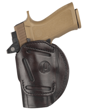 1791 Gunleather 4WH6SBRR 4-Way IWB/OWB Size 06 Signature Brown Leather Belt Clip Compatible w/ Glock 21/Sig P225 Ambidextrous