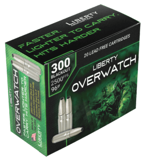 Liberty Ammunition LAOW300962500 OverWatch Hunting 300 Blackout 96 gr Open Cavity Design (OCD) 20rd Box