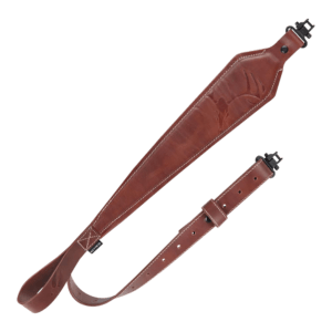 Heritage Cases 8508 Western Scallop  Rifle Sling w/Swivels  Brown Leather  Adjustable Length  28 to 35″  3″ Wide”