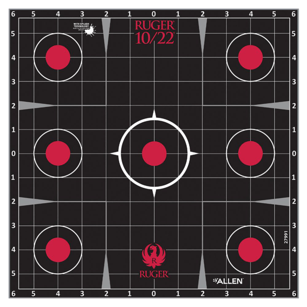 Allen 28001 Ruger 10/22 Splash Adhesive Target Kit Self-Adhesive Paper 17.5″ X 13.5″ Black/Red Includes 3 Paper Targets