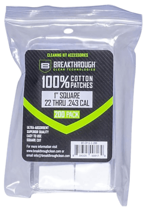 Breakthrough Clean BTCPS1200 Square Patches .22-243 Cal 200 pieces