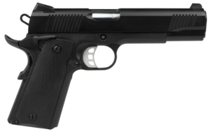 Tisas 10100530 1911 Duty 9mm Luger 9+1 5″ Black Cold Hammer Forged Barrel Serrated Steel Slide Black Cerakote Steel Frame w/Beavertail. Black Overmolded Grips