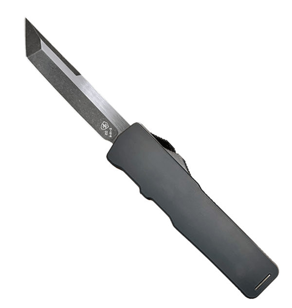 Templar Knife XMBR221 Excalibur Slim 3.25″ OTF Tanto Plain Black Oxide Stonewashed Powder Coated D2 Steel Blade/5″ Black Aluminum/Rubber Handle Includes Pocket Clip