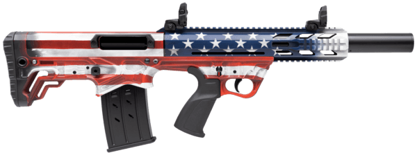 Gforce Arms GFY1USA GFY-1  12 Gauge 3 5+1 18.50″  Red  White & Blue American Flag  Bullpup with Pistol Grip Stock  Picatinny Rail with Flip Up Sights”