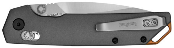 Kershaw Iridium Full Size 3.40″ Folding Spear Point Plain Satin/Stonewashed D2 Steel Blade/Gray Anodized Aluminum Handle Includes Pocket Clip