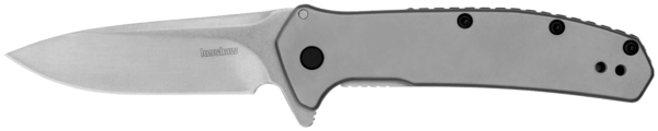 Kershaw Outcome 2.80″ Folding Clip Point Plain Stonewashed 8Cr13MoV SS Blade/Bead Blasted Stainless Steel Handle Includes Pocket Clip