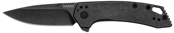 Kershaw Radar 2.90″ Folding Drop Point Plain Black Oxide Blackwash 8Cr13MoV SS Blade & Stainless Steel Handle Includes Pocket Clip