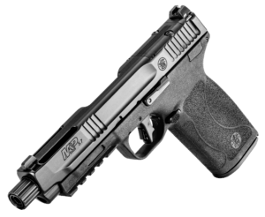 Smith & Wesson 13348 M&P 5.7 Full Size Frame 5.7x28mm 22+1  5″ Black Armornite Tempo System/Threaded Steel Barrel  Black Armornite Optic Ready/Serrated Stainless Steel Slide  Black Polymer Frame w/Picatinny Rail  Black Textured Grip  Ambidextrous