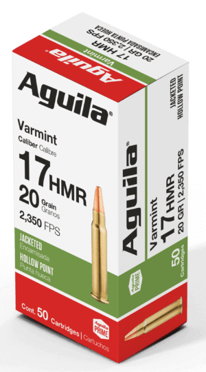 Aguila 1B222347 Target & Range Varmint 17 HMR 20 gr Jacket Hollow Point 50rd Box
