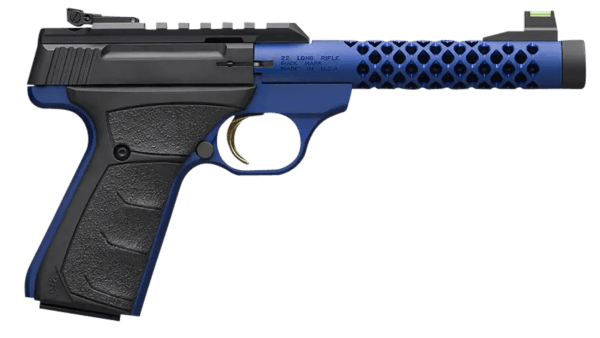 Browning 051585490 Buck Mark Plus Vision Blue Shoal 22 LR 10+1 5.87″ Blue Anodized Suppressor Ready Steel Vision Barrel  Matte Black Serrated Steel w/Picatinny Rail Slide  Blue Anodized Alloy Receiver Black Overmolded UFX Grips