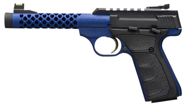 Browning 051585490 Buck Mark Plus Vision Blue Shoal 22 LR 10+1 5.87″ Blue Anodized Suppressor Ready Steel Vision Barrel  Matte Black Serrated Steel w/Picatinny Rail Slide  Blue Anodized Alloy Receiver Black Overmolded UFX Grips