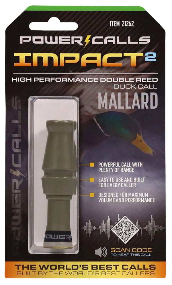 Power Calls 21262 Impact2 Open Call Double Reed Attracts Mallards OD Green Polycarbonate/Acrylic