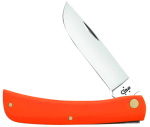 Case 80512 Sod Buster 3.75″ Folding Skinner Plain Mirror Polished Tru-Sharp SS Blade/Smooth Orange Synthetic Handle