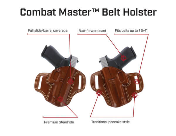 Galco CM270 Combat Master OWB Tan Leather Belt Slide Fits Browning Hi-Power/Springfield SA-35/Girsan MC P35/Match Right Hand