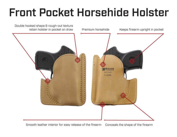 Galco PH838 Front Pocket Natural Horsehide Fits Glock 42/Sig P365 Ambidextrous