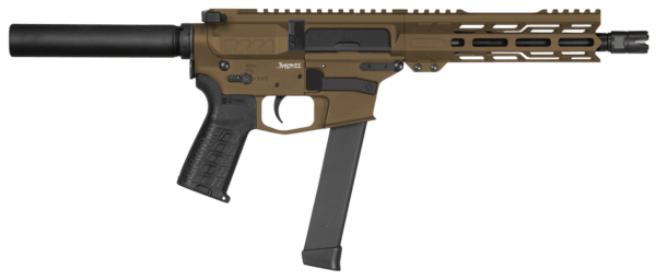 CMMG PE99A5163MB Banshee MKGS 9mm Luger 33+1 8″ Midnight Bronze Rec Buffer Tube (No Brace) EML7 M-LOK Handguard Zeroed Linear Comp (Glock Mag Compatible)