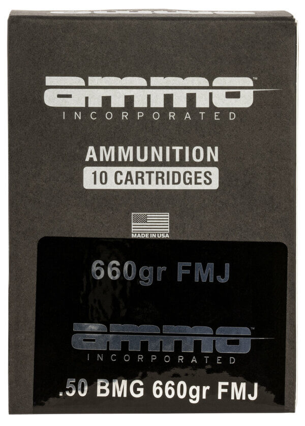 Ammo Inc 50BMG660FMJA10 Incorporated Hunting 50 BMG 660 gr Full Metal Jacket (FMJ) 10rd Box