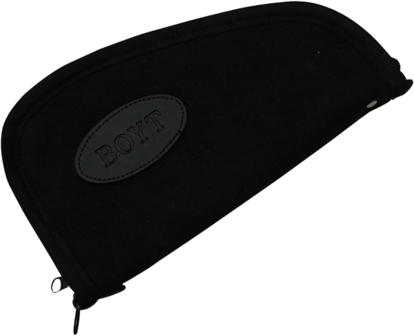 Boyt Harness PP41BLK Heart-Shaped Pistol Case made of Waxed Canvas with Black Finish Quilted Flannel Lining Full Length Zipper & Padding