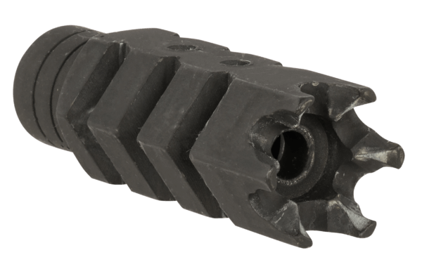 ATI Outdoors A5102251 Shark Muzzle Brake  Black Oxide Steel with 1/2-28 tpi Threads for .223 Cal/5.56 AR-15″