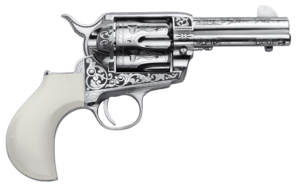 Pietta GW357DMH434NMAE Great Western II Deadman’s Hand 357 Mag 6 Shot  4.75 Blued Octagon Barrel & Cylinder  Color Case Hardened Frame  White Polymer w/Aces & Eights Grip”