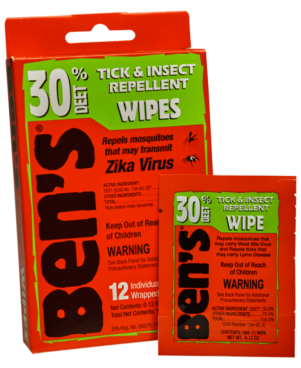 Ben’s 00067085 30  Odorless Scent Wipes Repels Ticks & Biting Insects 12