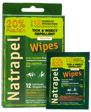 Natrapel 00066095 Repellent Wipes  Repels Ticks & Biting Insects Effective Up to 12 hrs 12 Per Box