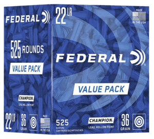 Federal 747 Champion Training Value Pack 22 LR 36 gr Lead Hollow Point (LHP) 525rd Box