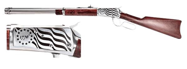 Rossi 920441693EN1 R92  Carbine 44 Rem Mag 8+1  16 Stainless Steel Barrel  Stainless w/1776 Flag Engraving Steel Receiver  Hardwood Fixed Stock  Right Hand”