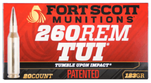 Fort Scott Munitions 260130SCV2 Tumble Upon Impact (TUI) Rifle 260 Rem 130 gr Solid Copper Spun (SCS) 20rd Box