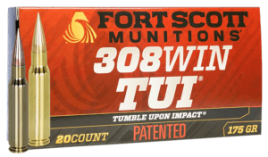 Fort Scott Munitions 308175SCV2 Tumble Upon Impact (TUI) Rifle 308 Win 175 gr Solid Copper Spun (SCS) 20rd Box