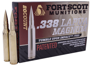 Fort Scott Munitions 338250SBV1 Tumble Upon Impact (TUI) Rifle 338 Lapua Mag 250 gr Solid Copper Spun (SCS) 20rd Box