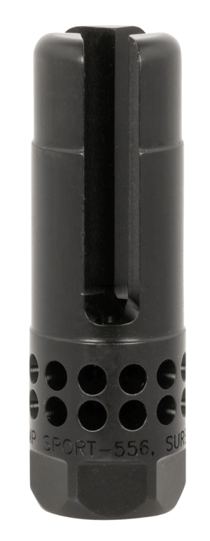 SureFire WARCOMPSPORT7625824 Warcomp Sport Flash Hider 30 Cal (7.62mm NATO) 5/8-24 tpi  Open Tine 3-Prong  Ported Black Stainless Steel for AR/M4 Platform”