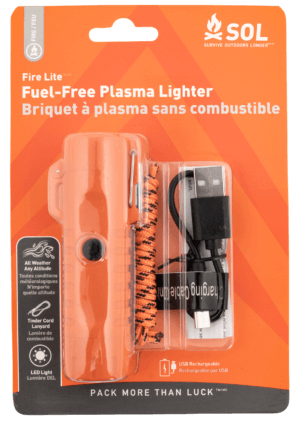 Survive Outdoors Longer Fire Lite Fuel Free Lighter Orange Includes USB Cable / Lanyard
