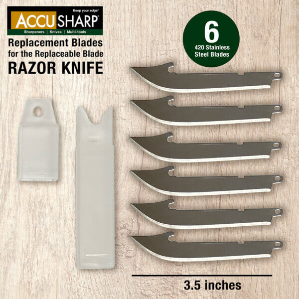 AccuSharp 742C Replaceable Blade Razor Replacement Blades 3.50″ Stainless Steel Blade 6 Blades