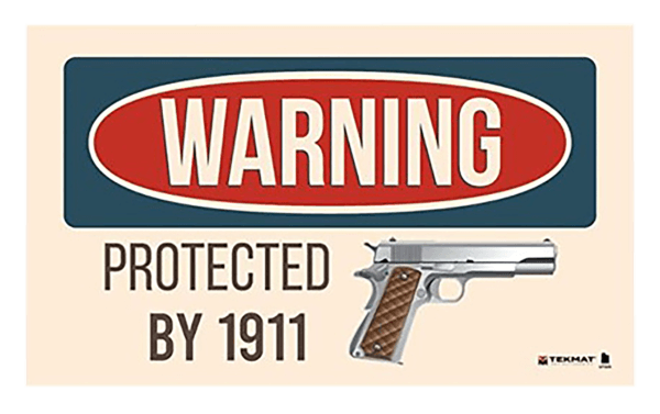 TekMat TEK42WARNING1911 Warning Protected By 1911 Door/Work Mat